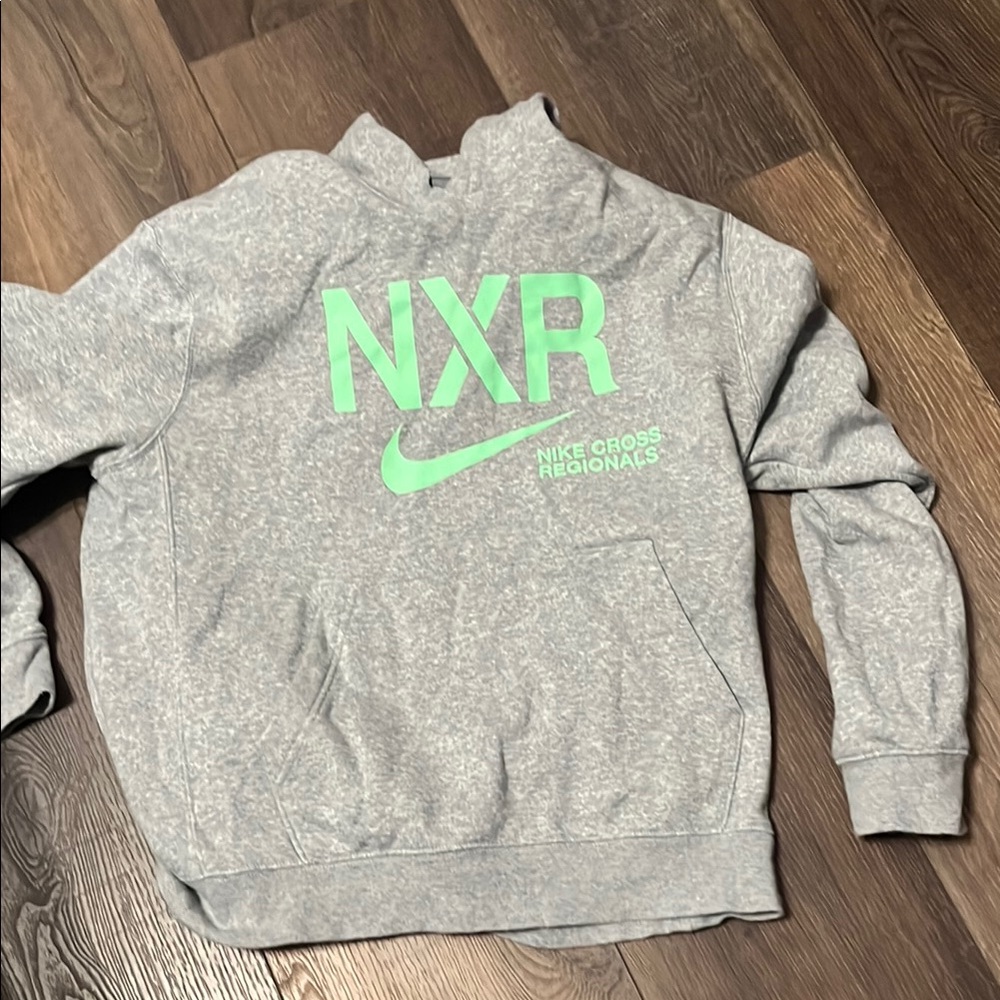 Nike Men's Grey Crewneck Sweatshirt with Mint Green NXR Logo